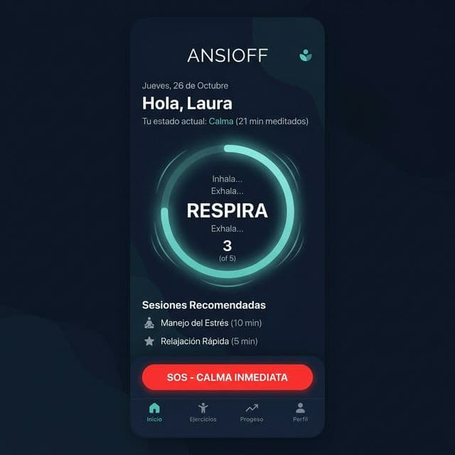 Pantalla principal de ANSIOFF, app para la ansiedad